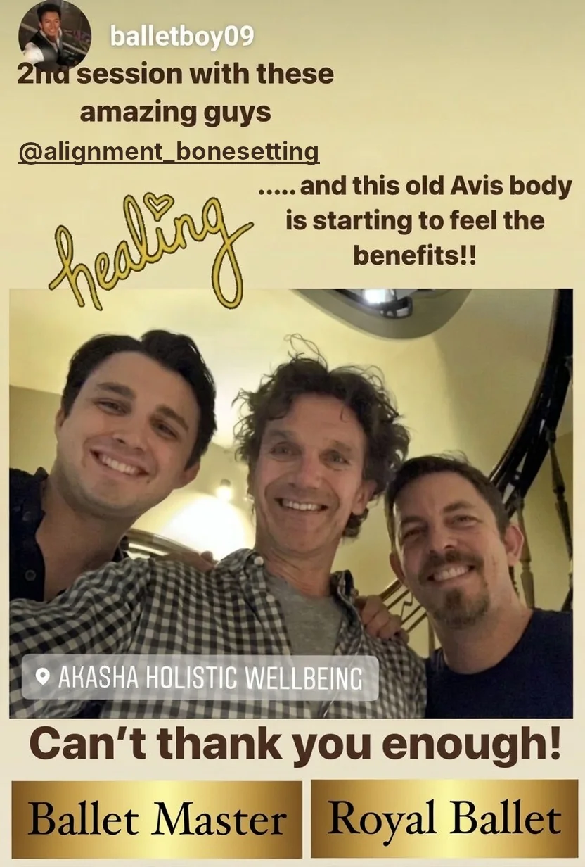 Gary Avis con Andy y Duran después de una sesión de Bonesetting