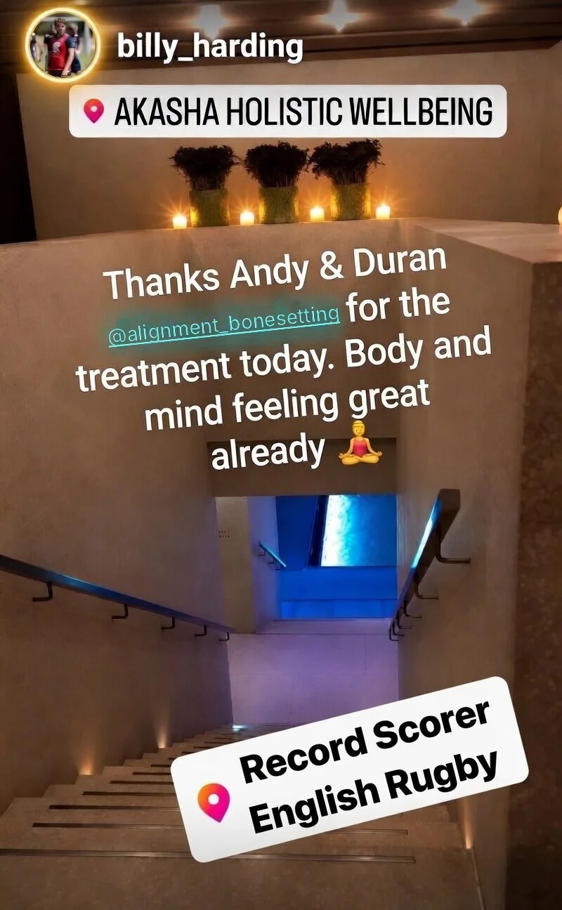 Historia de Instagram de Billy Harding después de una sesión en Akasha